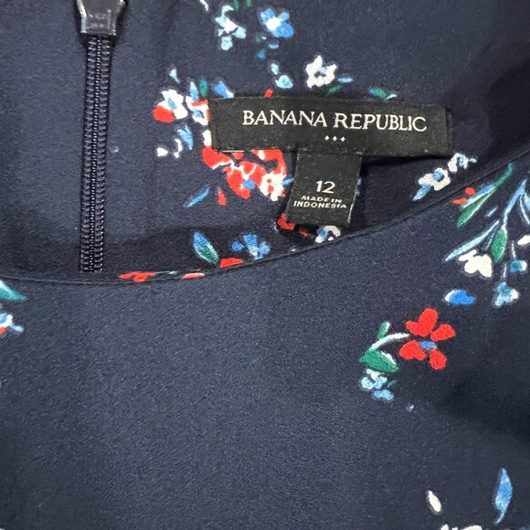 Banana Republic Blue Floral Short Sleeve Sundress Dress With Belt Size 12 - Picture 4 of 5